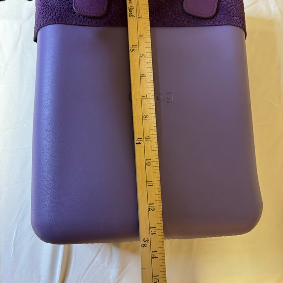 O bag Elegant Purple Tote with Structured Design and Charm Accent with trim - Picture 11 of 12